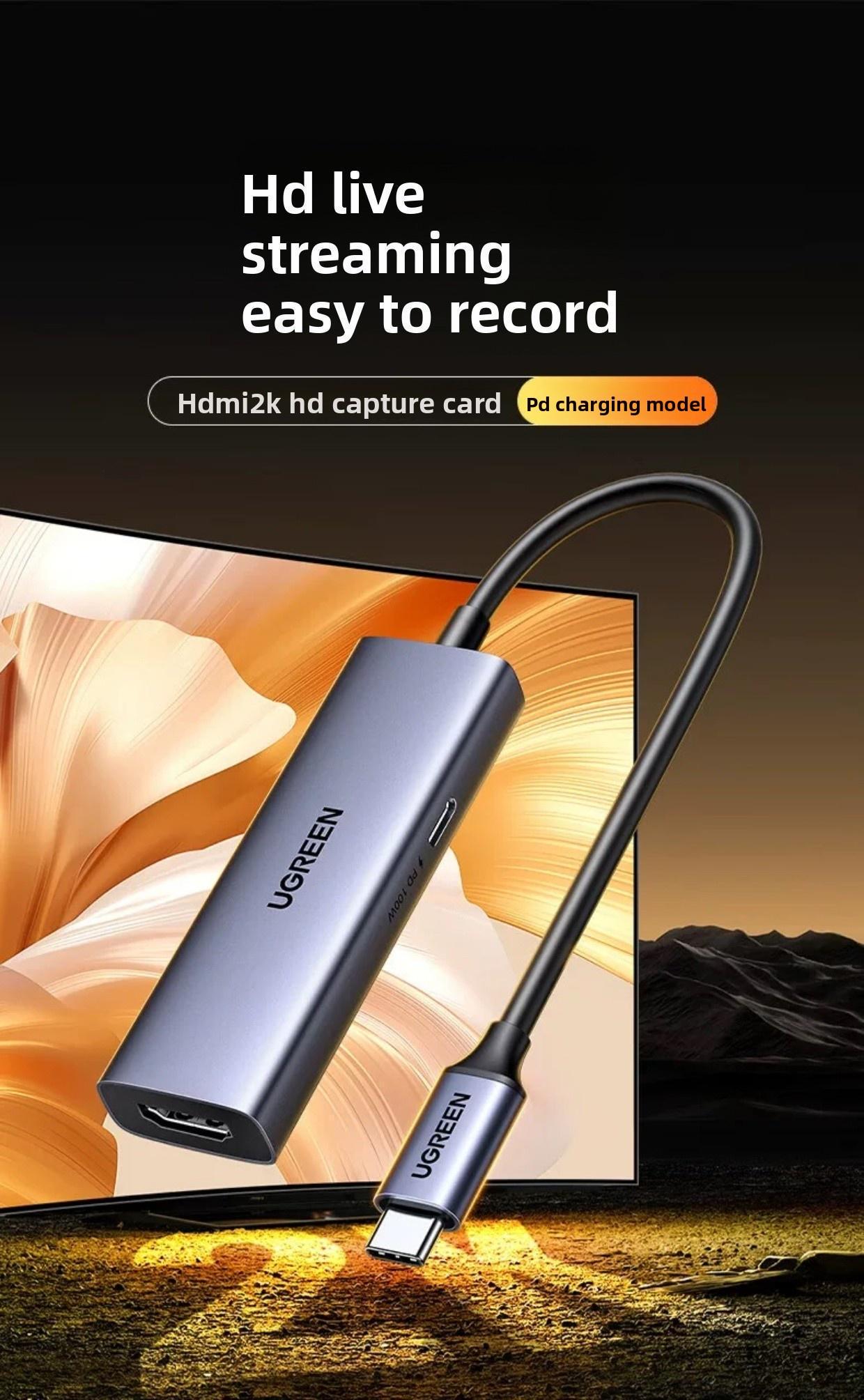 Карта видеозахвата USB Ugreen 100W HDMI TYPE-C 2K Темно-серый (35866) - фото 2 Карта видеозахвата USB Ugreen 100W HDMI TYPE-C 2K Темно-серый (35866) - фото 2