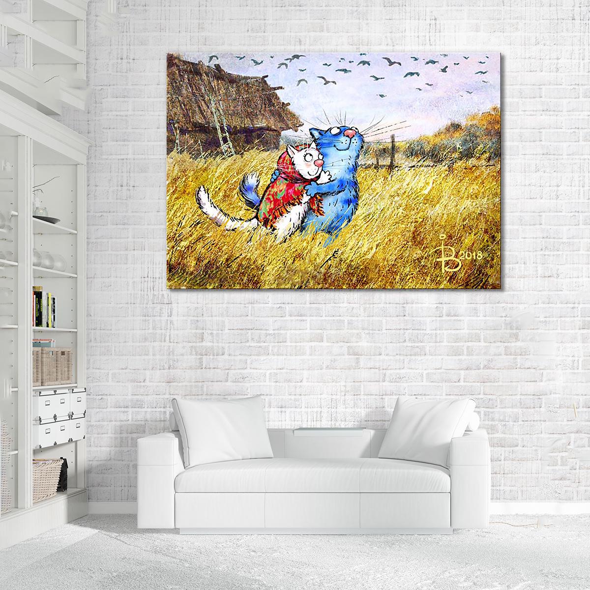 Модульная картина Почему котики не летают как птицы?.. 1 модуль 70x105 см