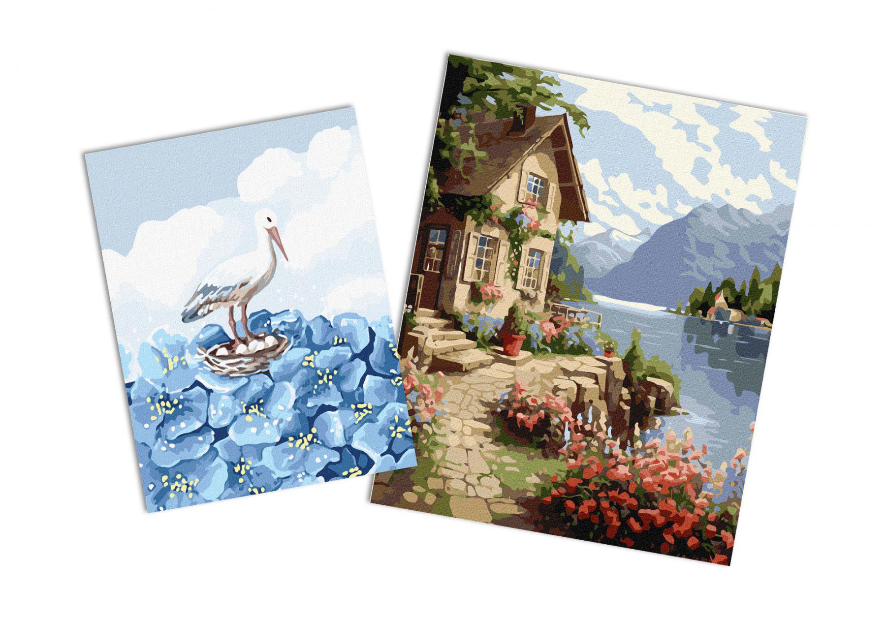 Набор картин по номерам Идейка 2в1 Домик садовницы 40x50 см KHO6326 и Цветущая долина 30x40 см KHO4471 (CKHO8137)