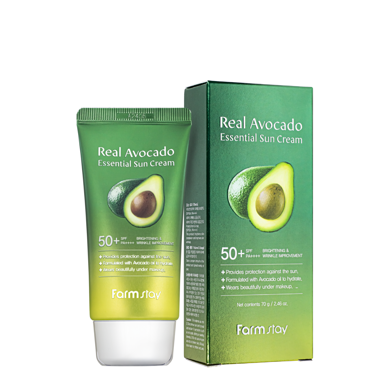Крем сонцезахисний для обличчя з SPF 50+ PA++++ FarmStay Real Avocado 70 мл (13350653)
