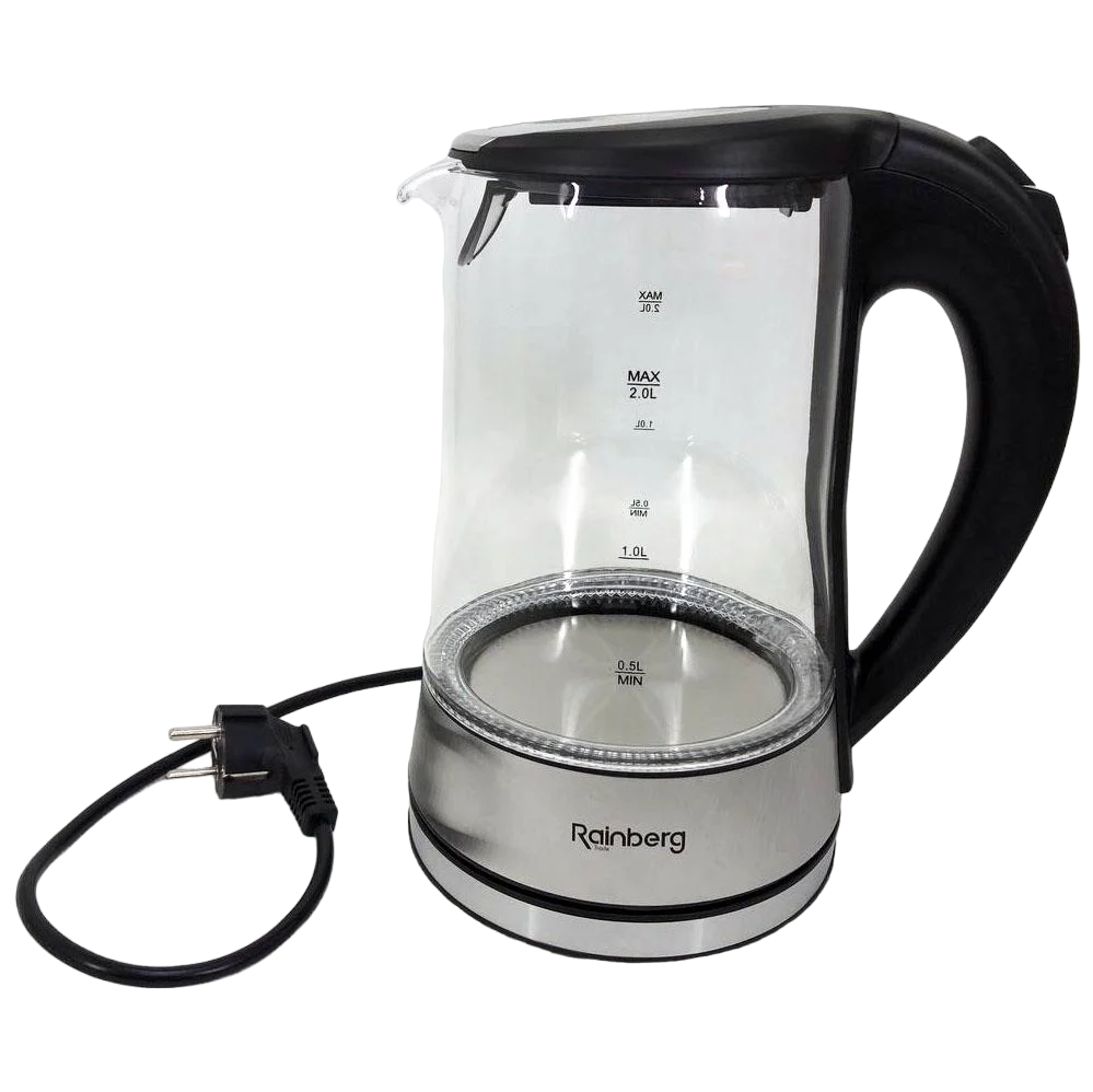 Електрочайник скляний Rainberg RB-704 2200 Вт з LED підсвічуванням 2 л (ws16997) Електрочайник скляний Rainberg RB-704 2200 Вт з LED підсвічуванням 2 л (ws16997)