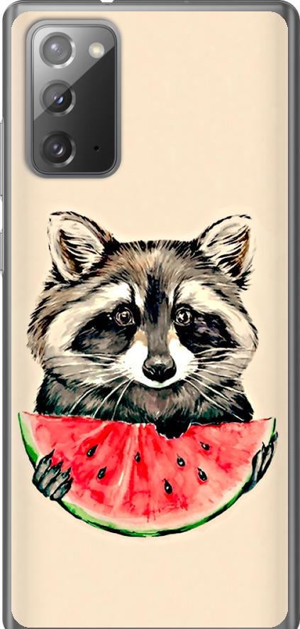Чехол на Samsung Galaxy Note 20 Енотик с арбузом (4605t-2036-42517)