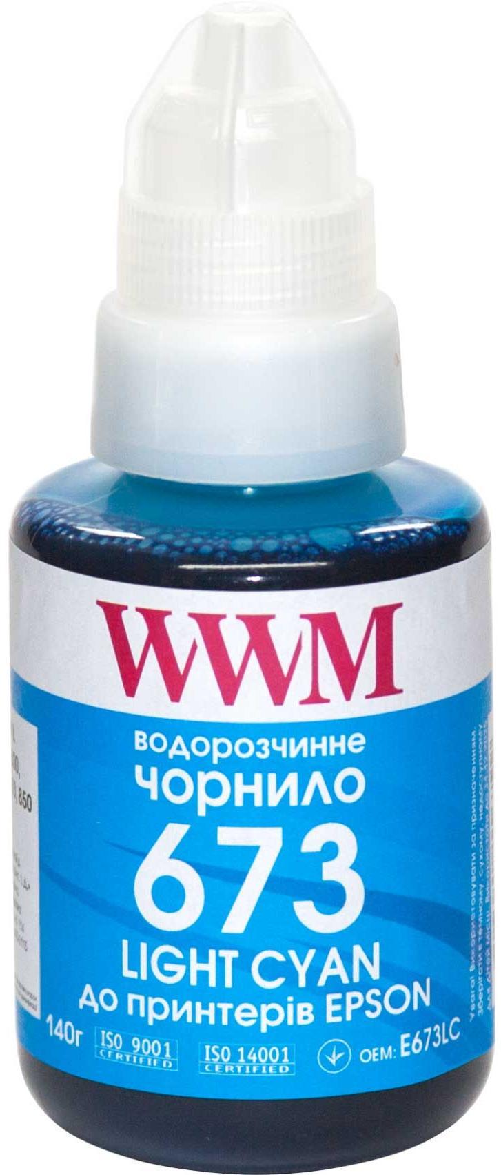 Фарба для принтера водорозчинна WWM E673LC для Epson L800 140 г Light Cyan (E673LC)