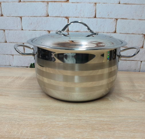 Каструля зі сталевою кришкою OMS з нержавіючої сталі для газу і індукці 4,6 л (2005.4.6)