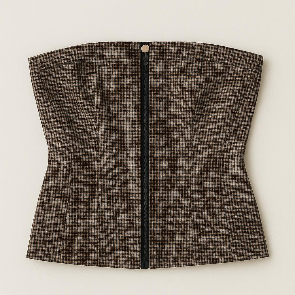 Топ Gina tricot 20088П Клітинка M Коричневий (3331109413568)