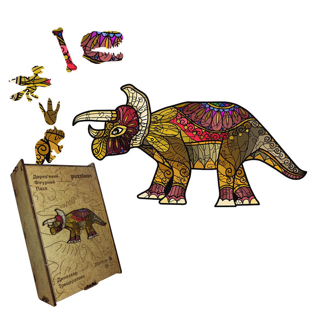 Пазл дерев'яний Динозавр Трицератопс А2 картонна коробка 300+ ел. (puzzlean-1555-KART-А2) Пазл дерев'яний Динозавр Трицератопс А2 картонна коробка 300+ ел. (puzzlean-1555-KART-А2)