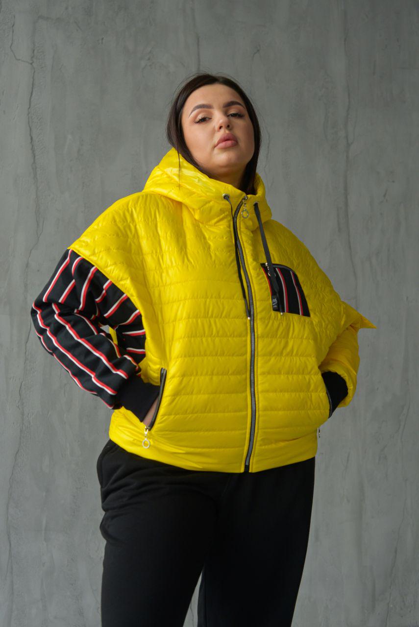 Куртка демисезонная женская Strip р. 52-54 Желтый (14-5222 7) - фото 2 Куртка демисезонная женская Strip р. 52-54 Желтый (14-5222 7) - фото 2