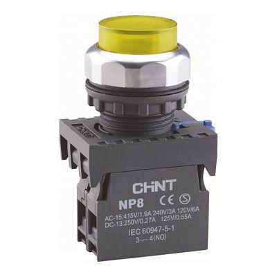 Кнопка керування CHINT NP8-10GND/5 1NO 22 мм LED 230V IP65 Білий (667332)