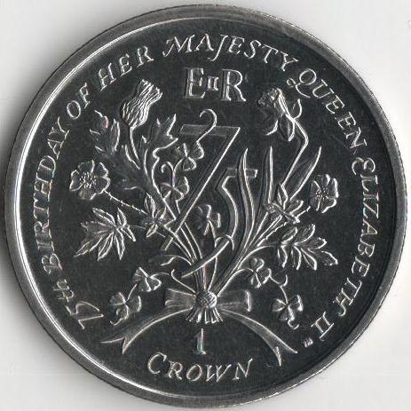 Колекційна монета Острів Мен 1 крона 2001 75 років королеві Єлизаветі II UNC (KM#1083)