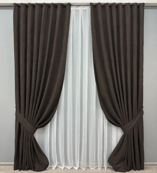 Комплект штор микровелюр Petek 1,5х2,9 м 2 шт,. Венге (1829ш 33-0815) - фото 1
