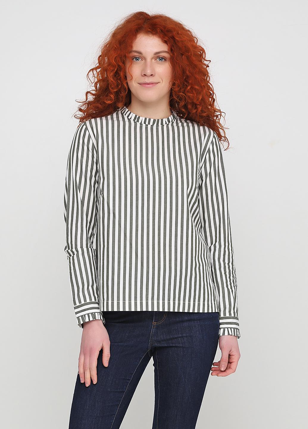 Блуза H&M Полоска р. 44 Бело-зеленый (4442635)