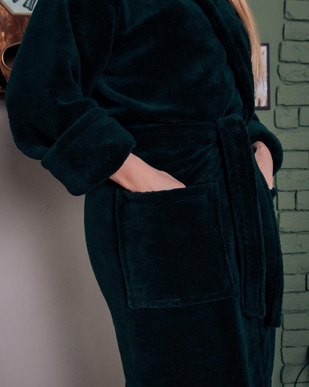 Халат женский махровый на запах с капюшоном Бутылочный 6XL (62-64) - фото 4 Халат женский махровый на запах с капюшоном Бутылочный 6XL (62-64) - фото 4