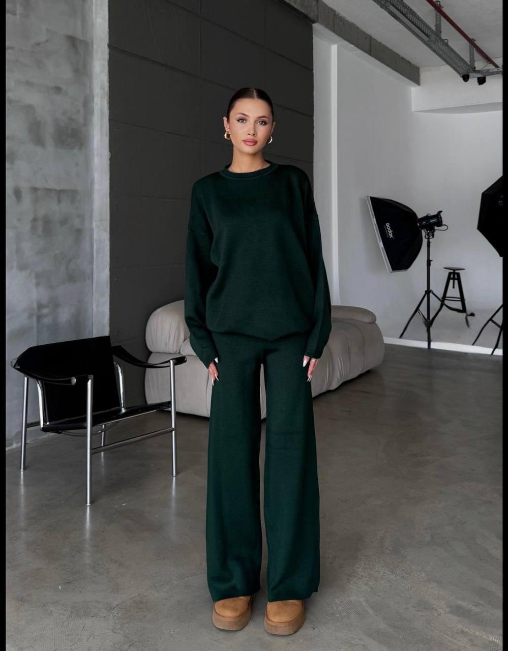 Костюм женский оверсайз ангора-кашемир р. 46/48 Зеленый (31986224)