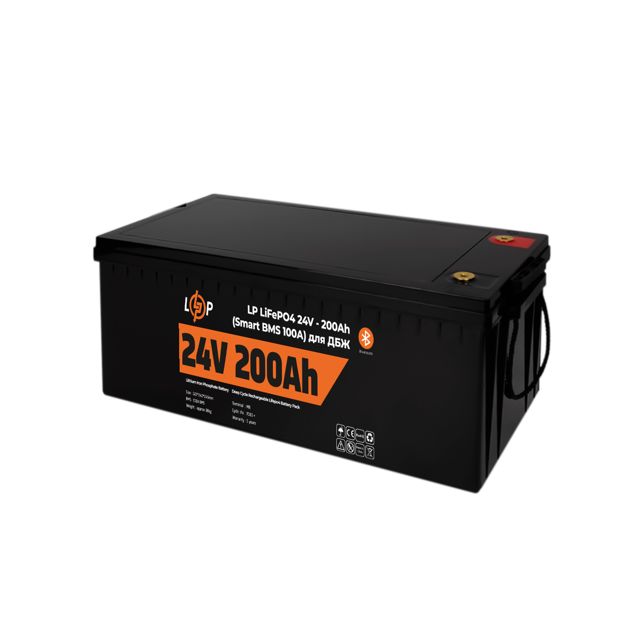 Аккумулятор LogicPower LP LiFePO4 для ИБП 24V 200 Ah 5120Wh Smart BMS 100А с BT пластик