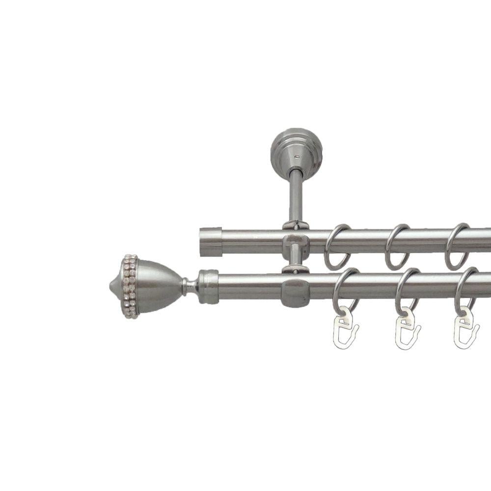 Карниз Orvit Етернія металевий дворядний відкритий гладка труба кільце металеве 16/16 мм 160 см Нержавіюча сталь (00-00016241) - фото 1