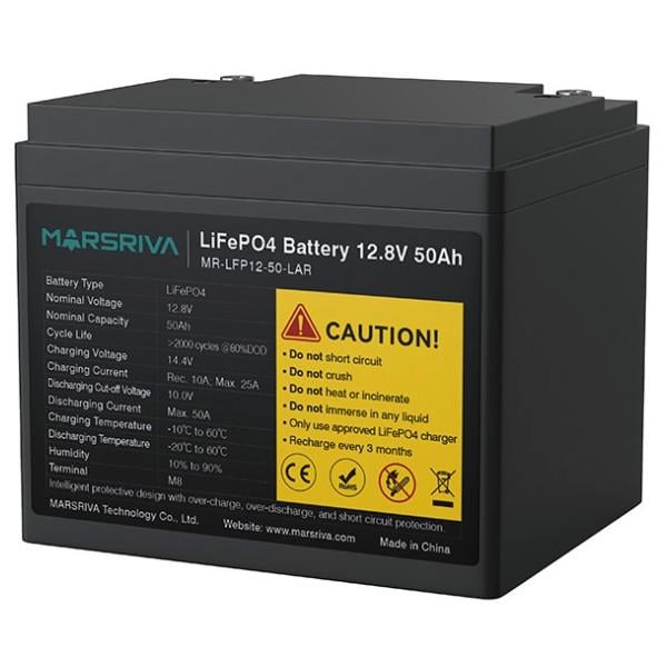 Аккумуляторная батарея для ИБП MARSRIVA MR-LFP12-50-LAR LiFePO4 12,8V 50Ah с Bluetooth-мониторингом (640243)