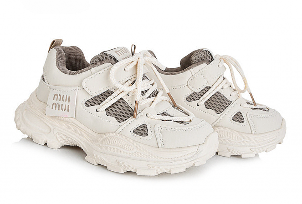 Кроссовки для девочек 0064 в сетку р. 37 Бежевый