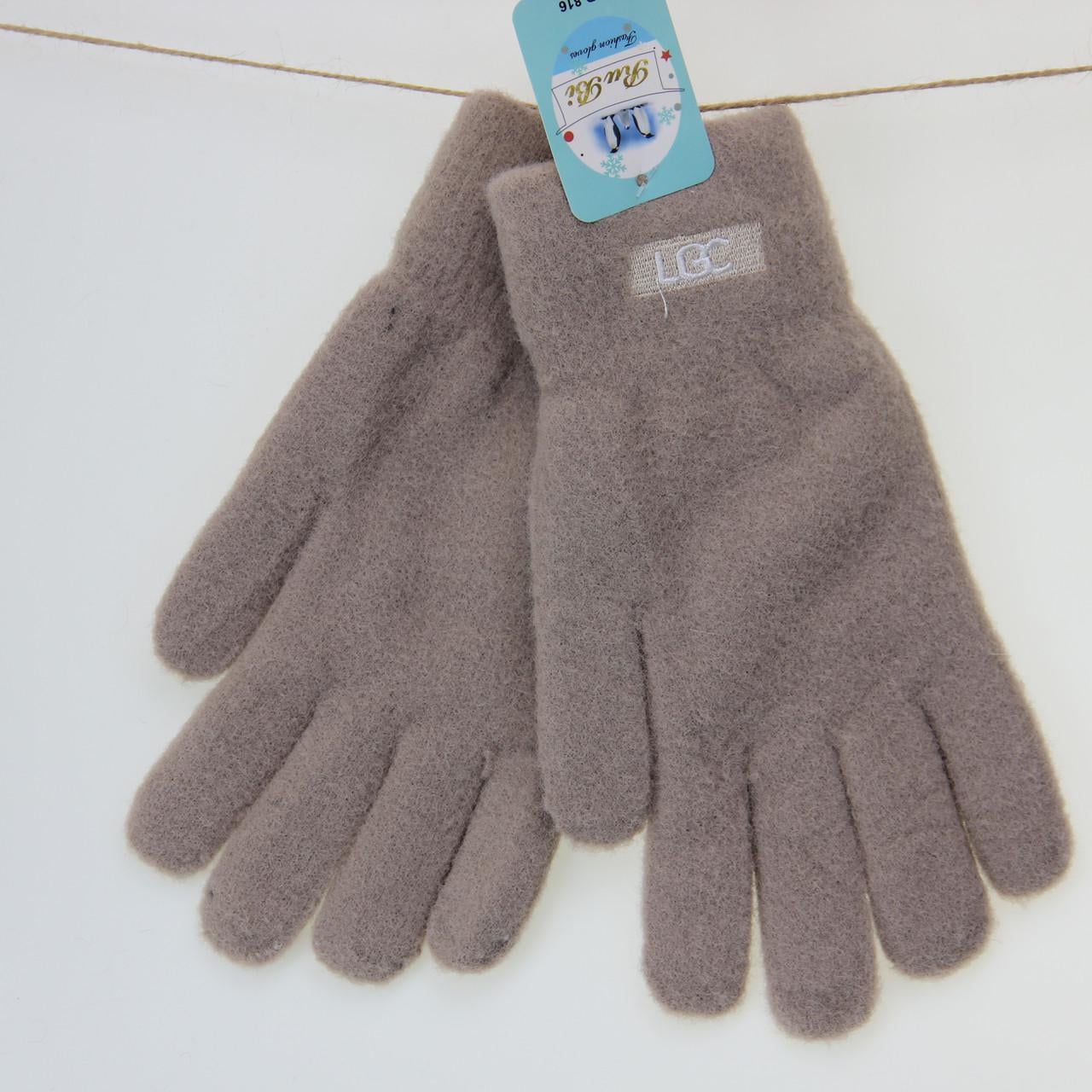 Перчатки женские Альпака шерстяные двойные S-М Капучино (33882)