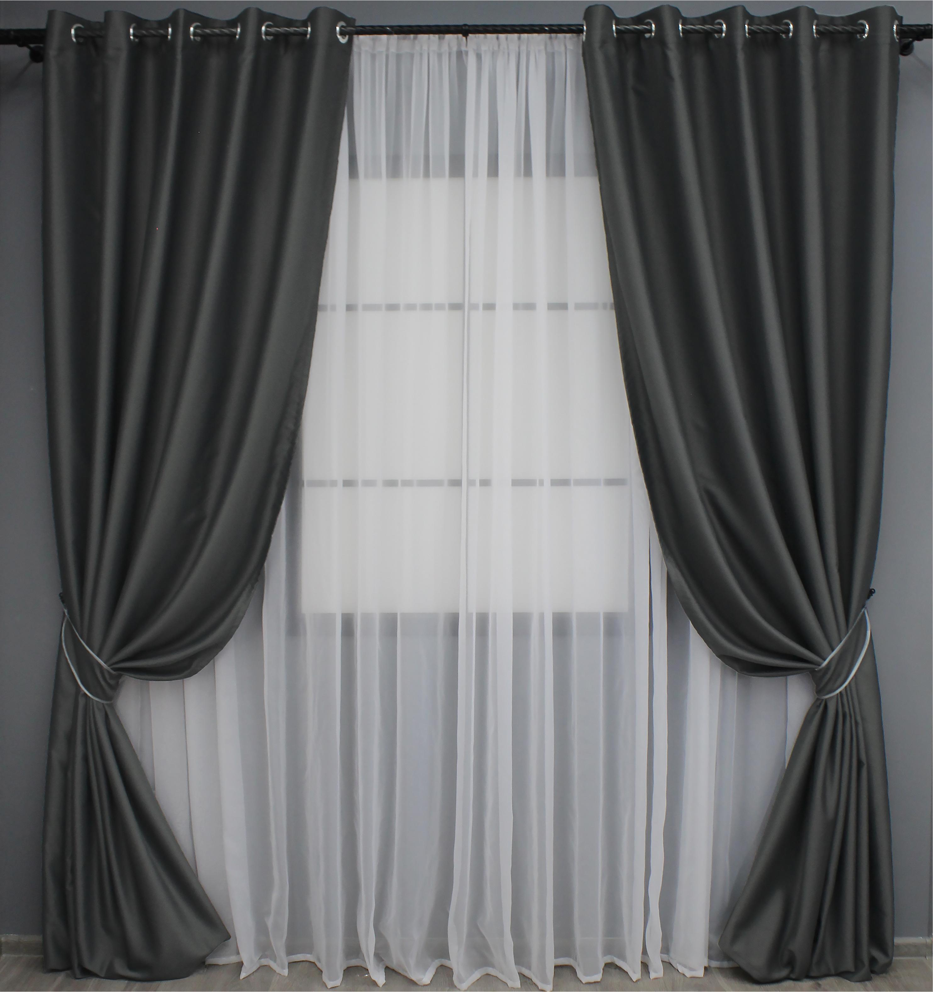 Комплект штор на люверсах VR-Textil Midnight № 1399ш 150х270 см 2 шт. Графитовый (37-0139) - фото 1 Комплект штор на люверсах VR-Textil Midnight № 1399ш 150х270 см 2 шт. Графитовый (37-0139) - фото 1