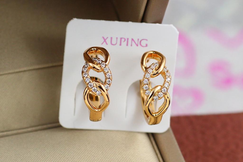Серьги Xuping Jewelry кольца ремешки 1,7 см Золотистый