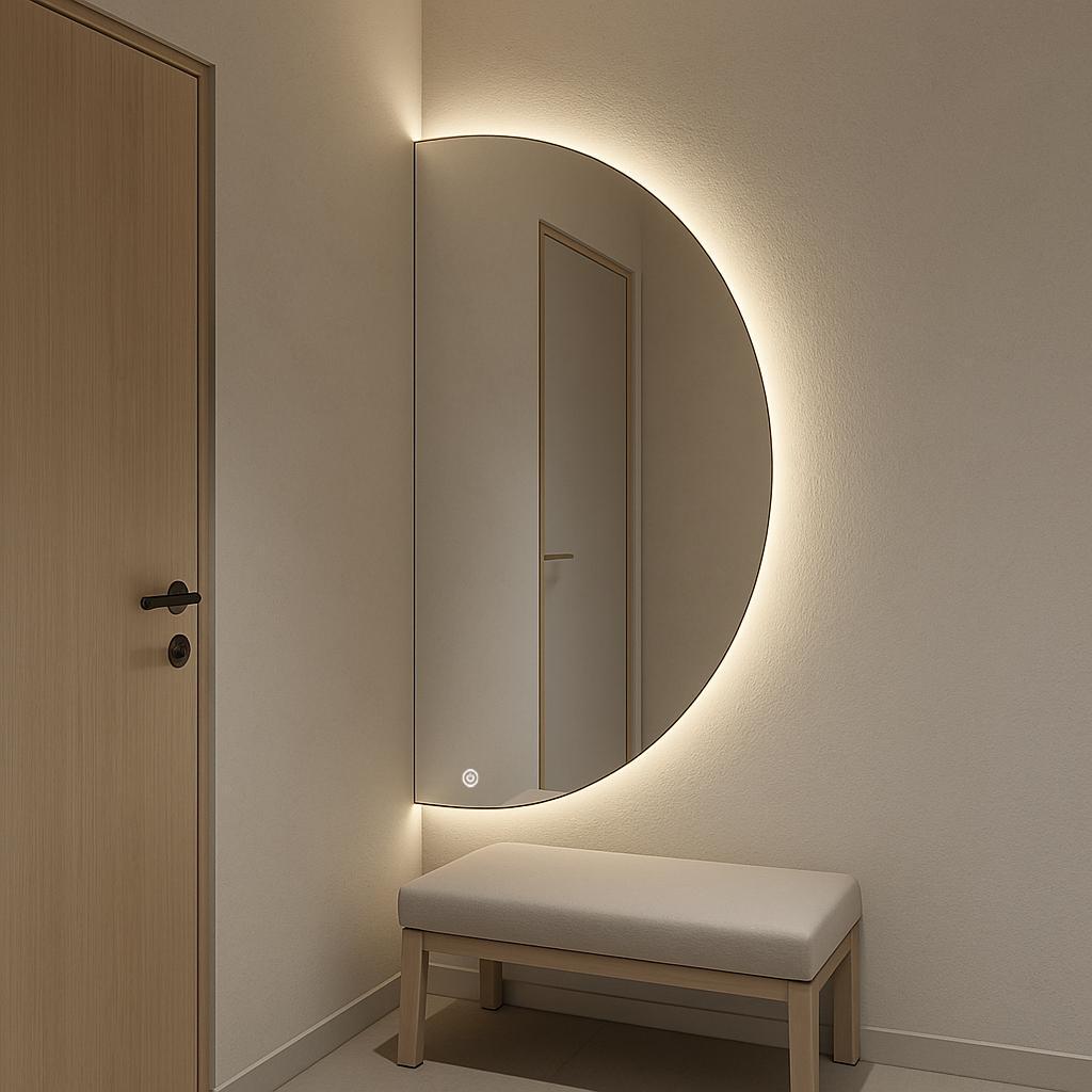 Дзеркало SENAM напівкругле фонове підсвічування із сенсорною кнопкою 900x500 мм (NKR.FN.9.5)