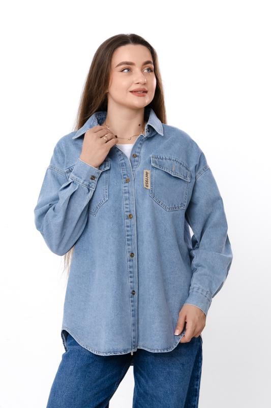 Сорочка жіноча джинсова вільного крою Носи Своє L Блакитний (18151)