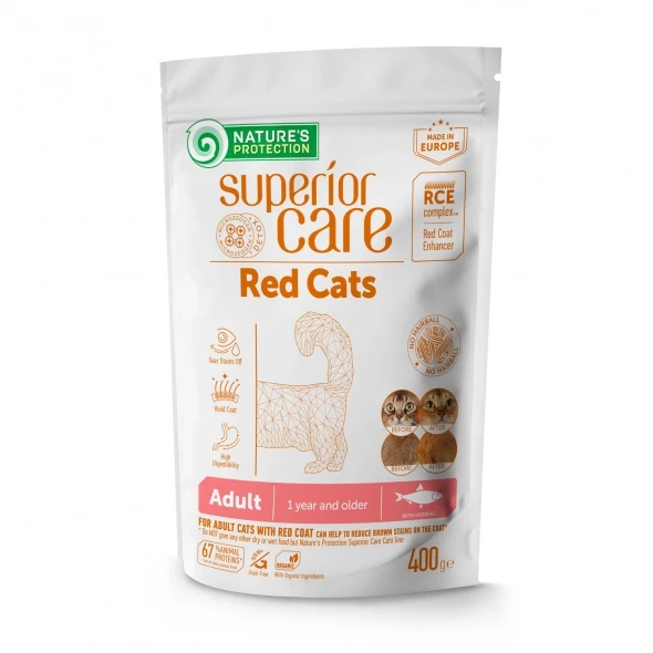 Корм сухий Nature's Protection Superior Care Red Cats Grain Free Herring беззерновий для дорослих котів із рудим і коричневим (NPSC47631)