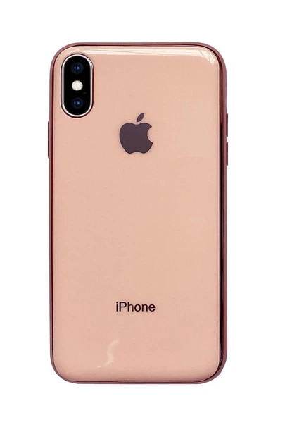 Чехол-накладка Silicone glass саѕе для Apple iPhone X iPhone XS Rose Gold розовое золото розовое золото