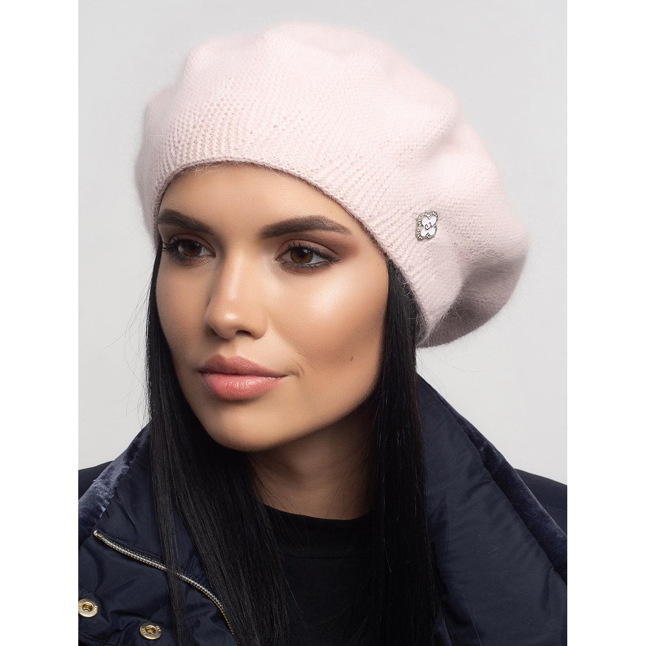 Берет женский одинарный Leks Калина one size Светлый пудровый