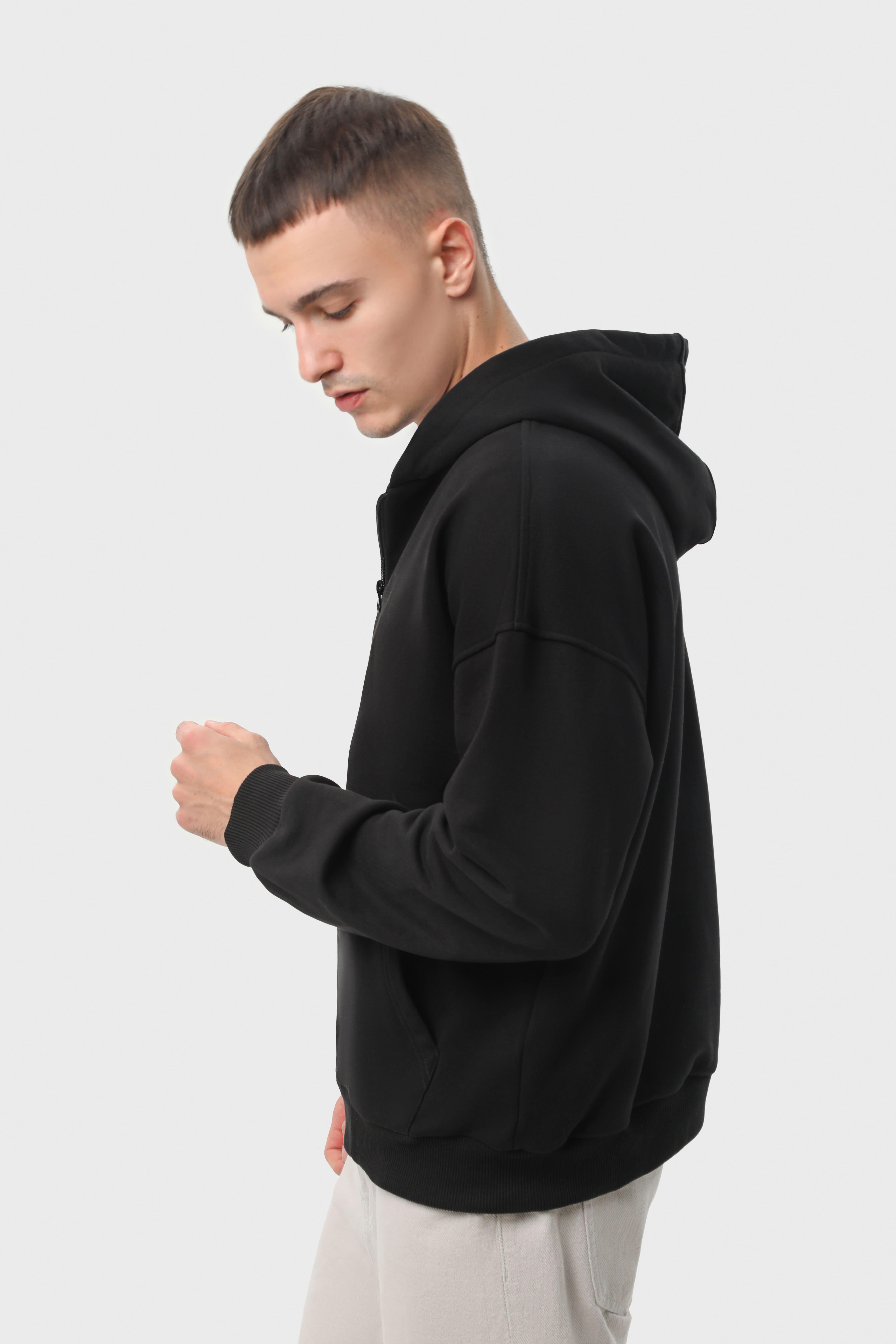 Худі на замку RAY LOOSE U0409 UNISEX M Чорний - фото 2