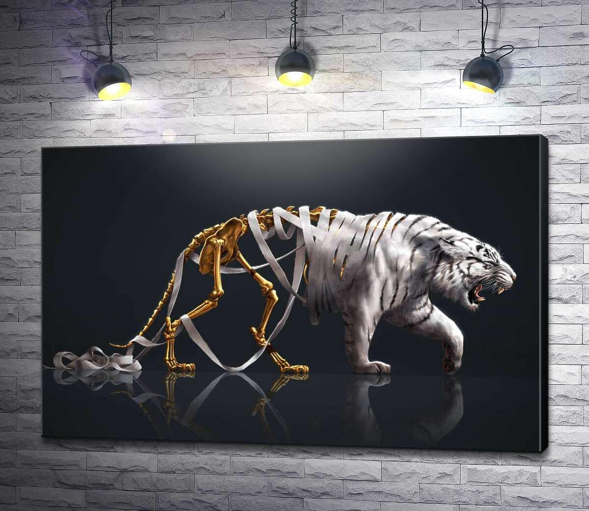 Картина ArtPoster Золотой скелет в шкуре белого тигра 100x65 см Модуль №1 (003929)