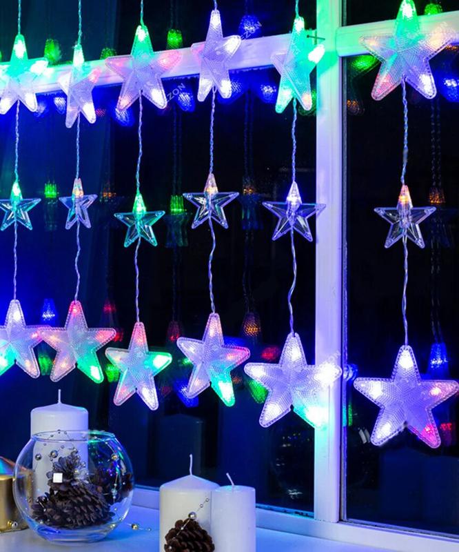 Гирлянда-штора Xmas Звездопад 60L на медном проводе 300x90 см Разноцветный (556157)