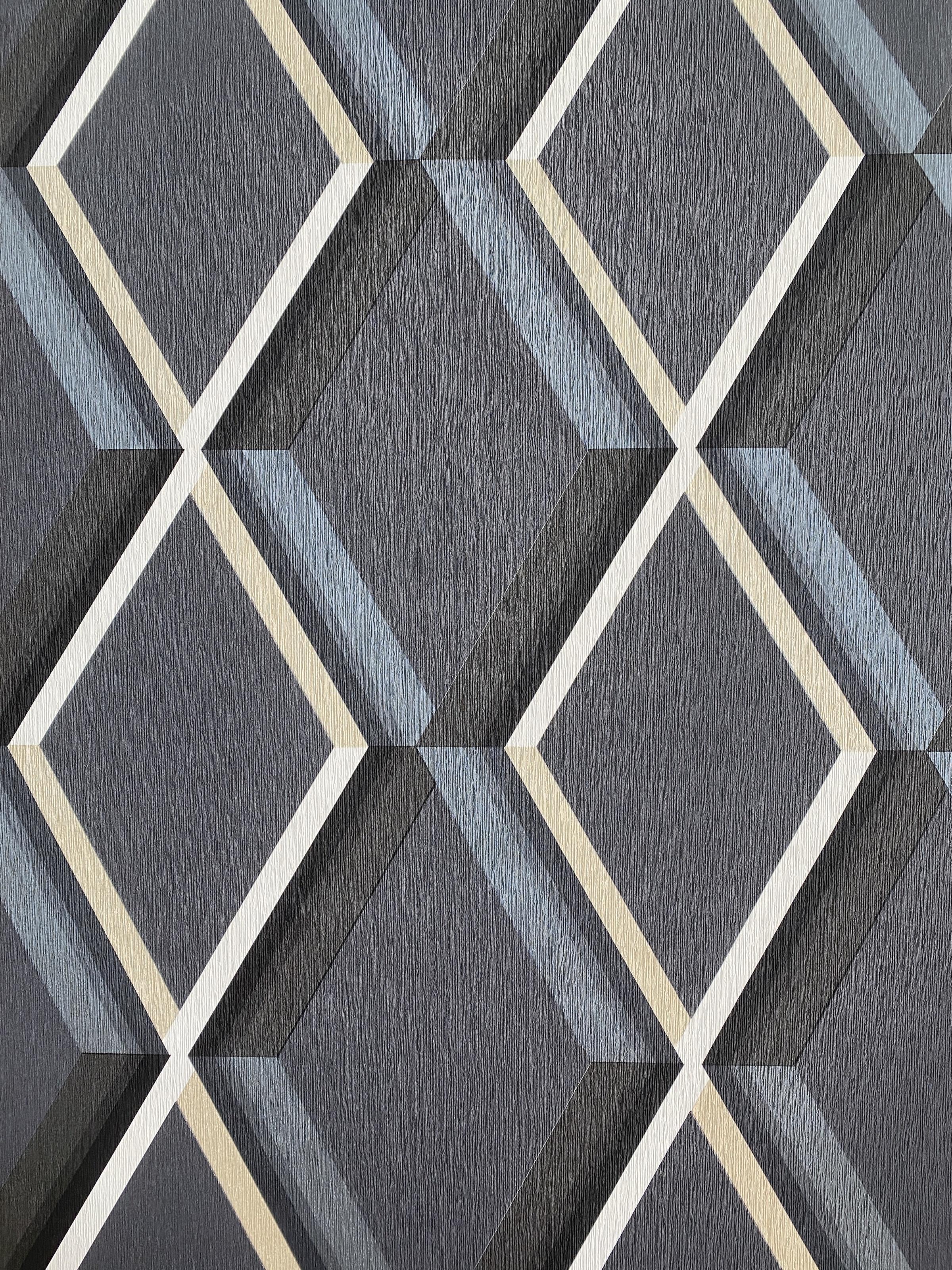 Обои виниловые на флизелиновой основе Grandeco Opportunity Wallcoverings Q0264 Геометрия Графитовый