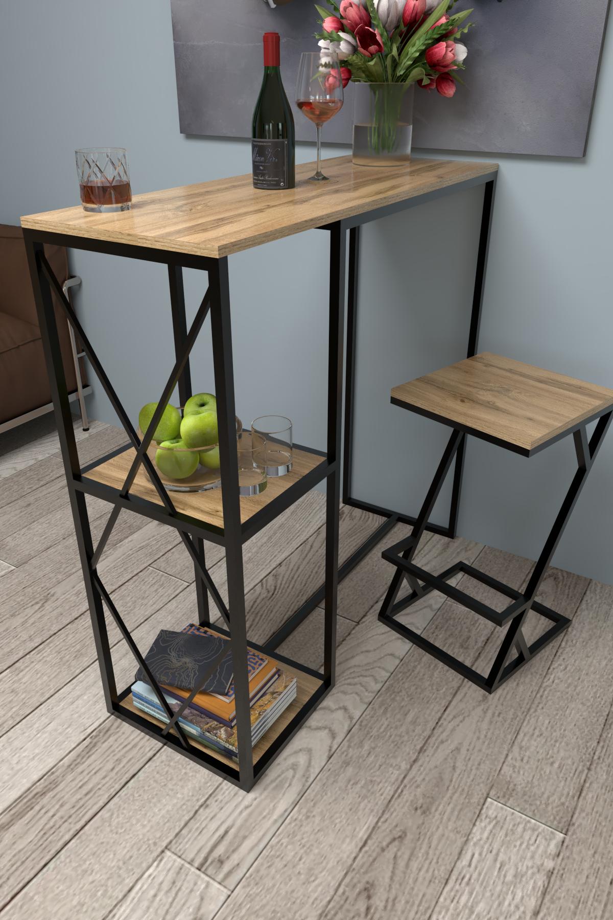 Барный стол с полками EcoLoft Витория DSP-1277-1 в стиле лофт Дуб Аппалачи (29876724)