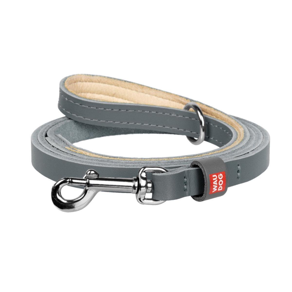 Повідець для котів/дрібних собак шкіряний Waudog Classic XXS/XS 12 мм х 122 см Сірий (603211 Col) Повідець для котів/дрібних собак шкіряний Waudog Classic XXS/XS 12 мм х 122 см Сірий (603211 Col)