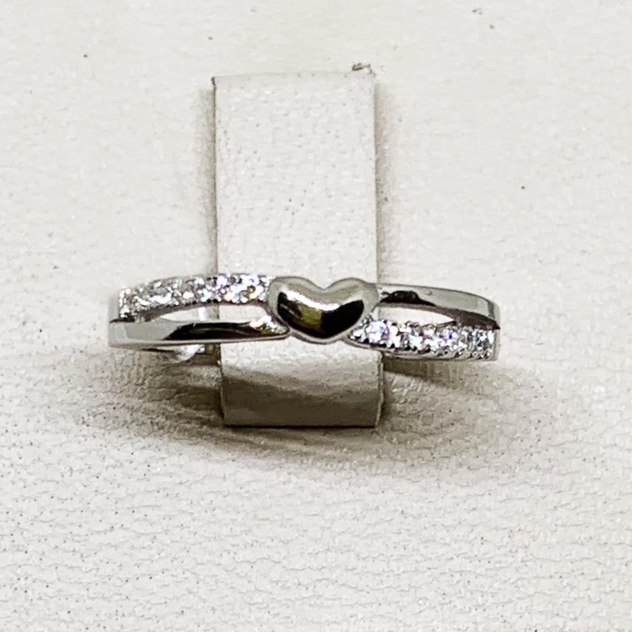 Кольцо серебряное Сердце с кубическим цирконием 1,76 г р. 15,5 (1714382393)