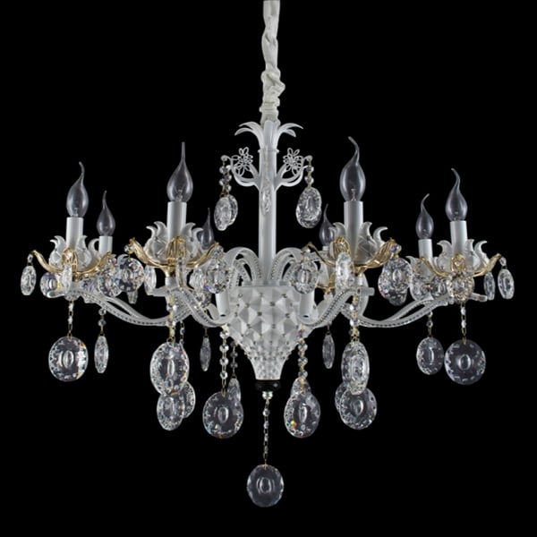 Люстра классическая Flora со стразами и камнями 8 свечей Белый (KC013/8)