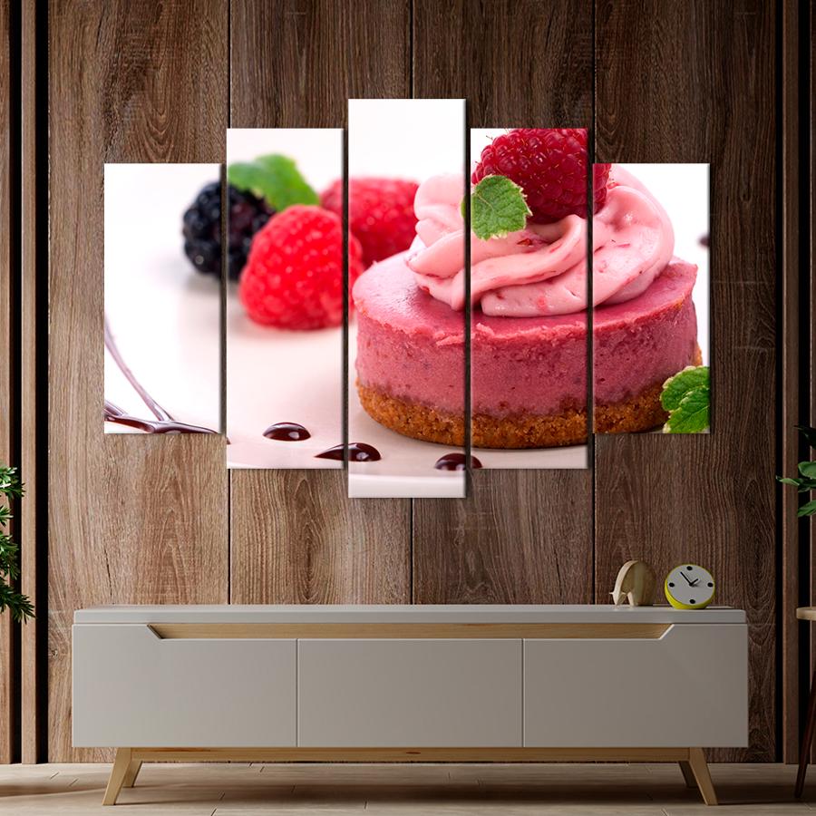 Настінний декор Закусочний десерт чизкейк із малиною 137x85 см (A379-5)