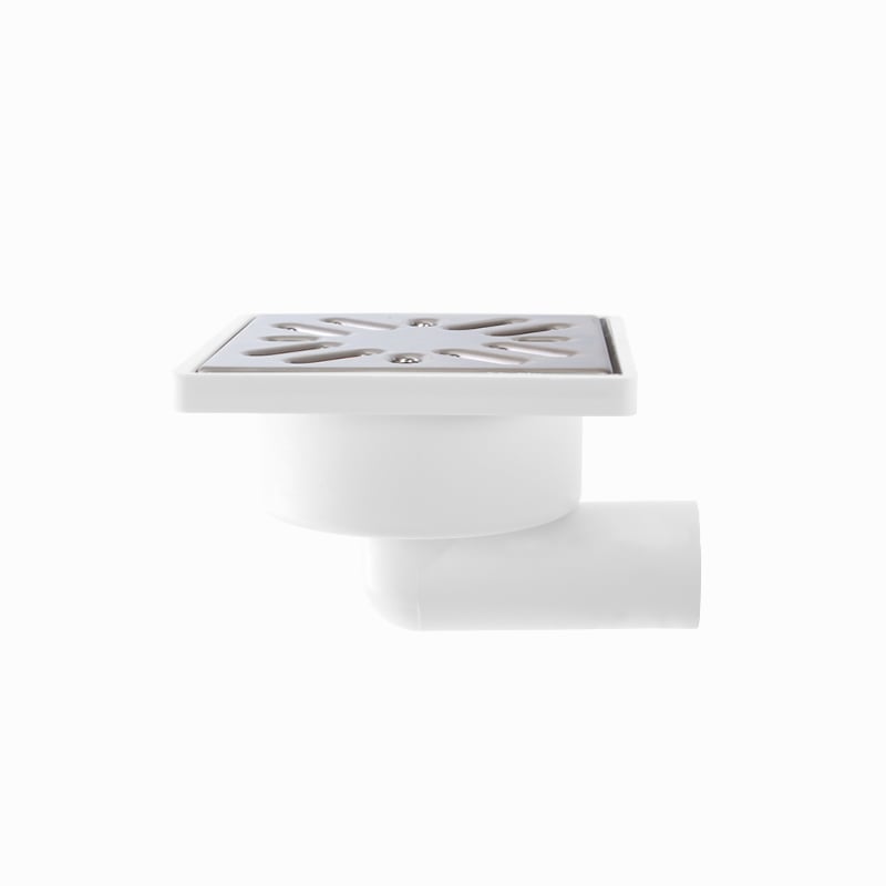 Трап Styron однокорпусный с горизонтальным подключением решётка 100х100 мм STY-508-RM