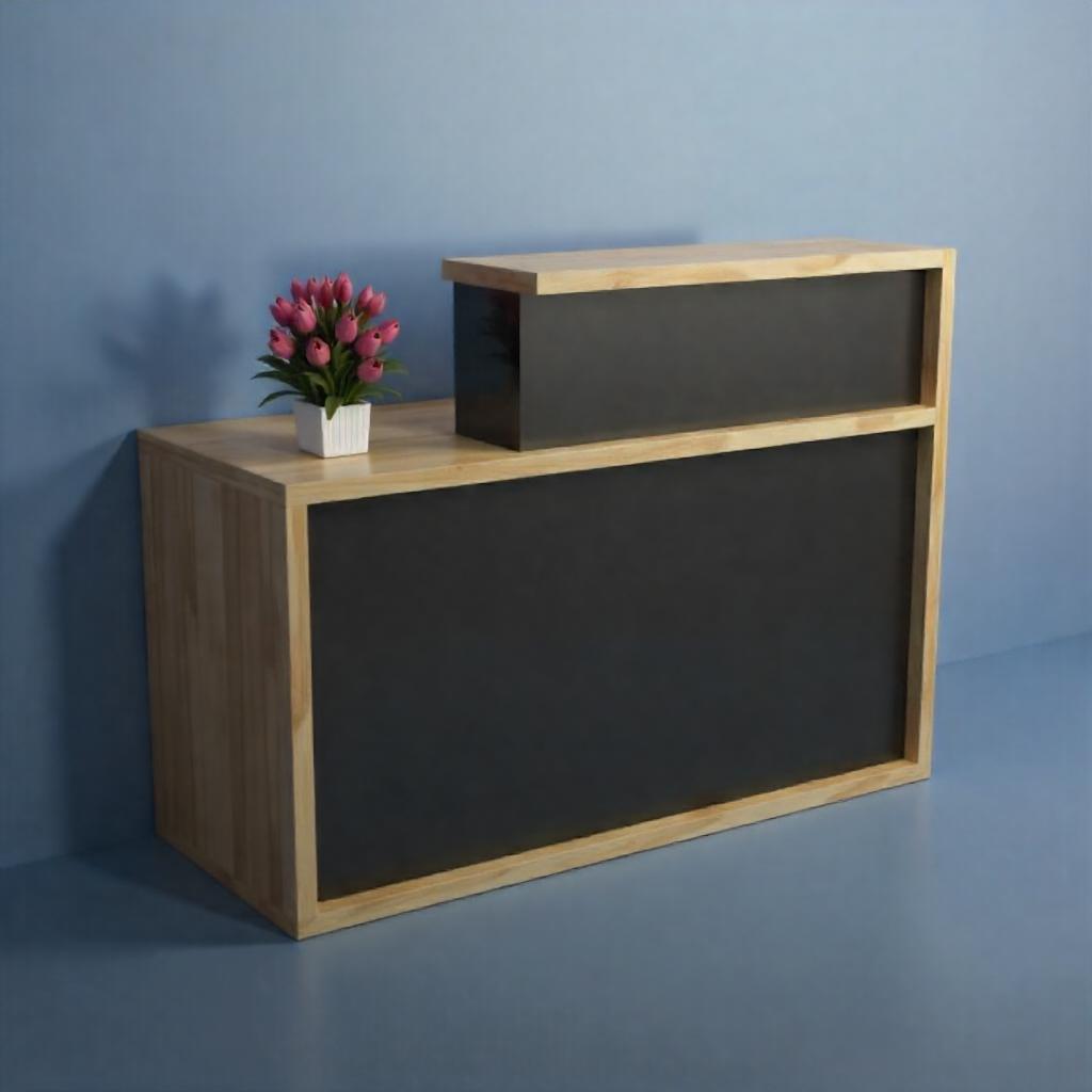 Стойка-ресепшн/4 Tobi Sho левосторонняя для офиса/салона с подсветкой 1400х600х1050 мм Дуб аппалачи/Черный (76067565) - фото 3