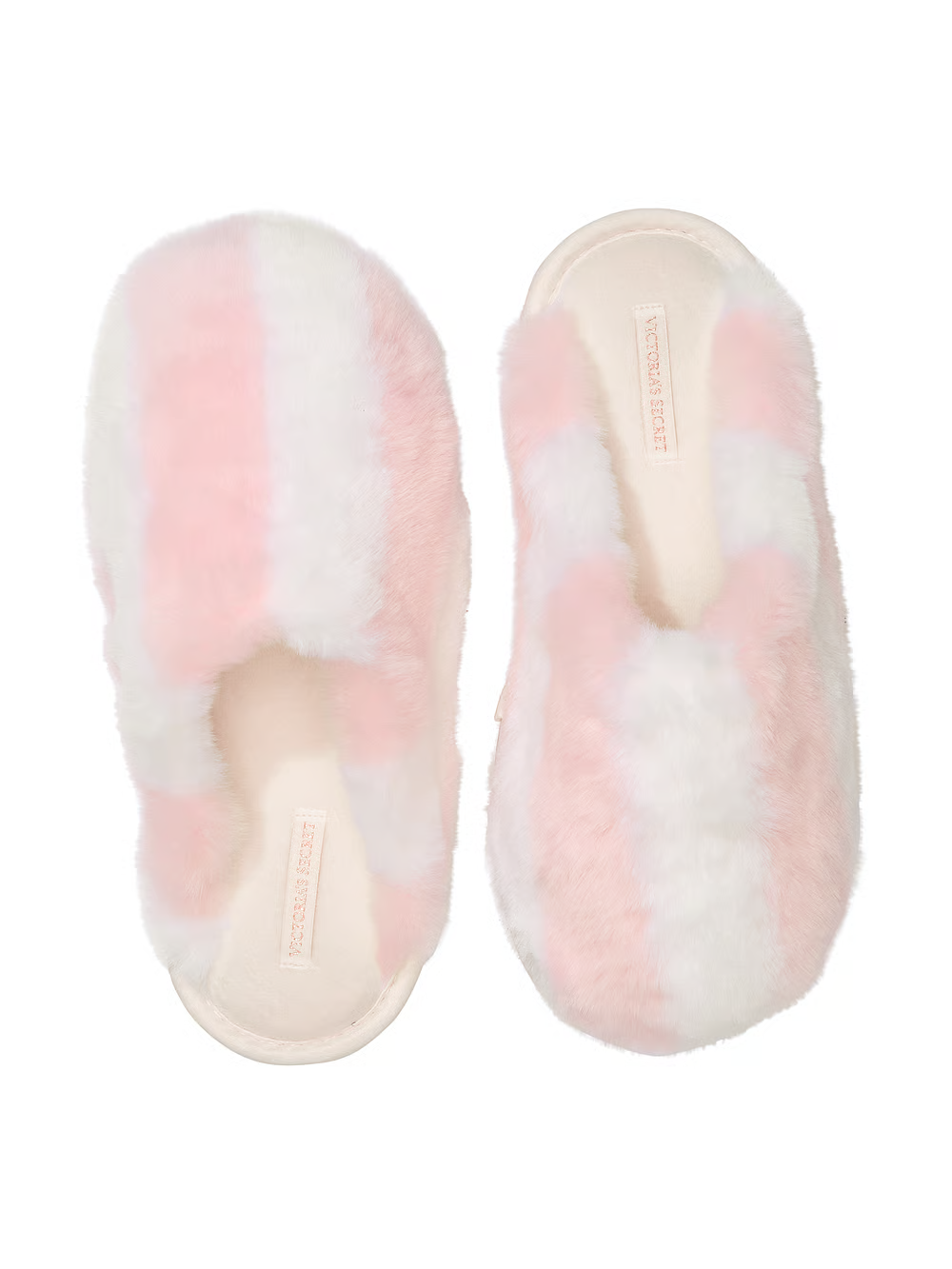 Тапочки жіночі Victoria's Secret Closed-Toe Faux Fur Slippers хутряні L Біло-рожевий (24679500)