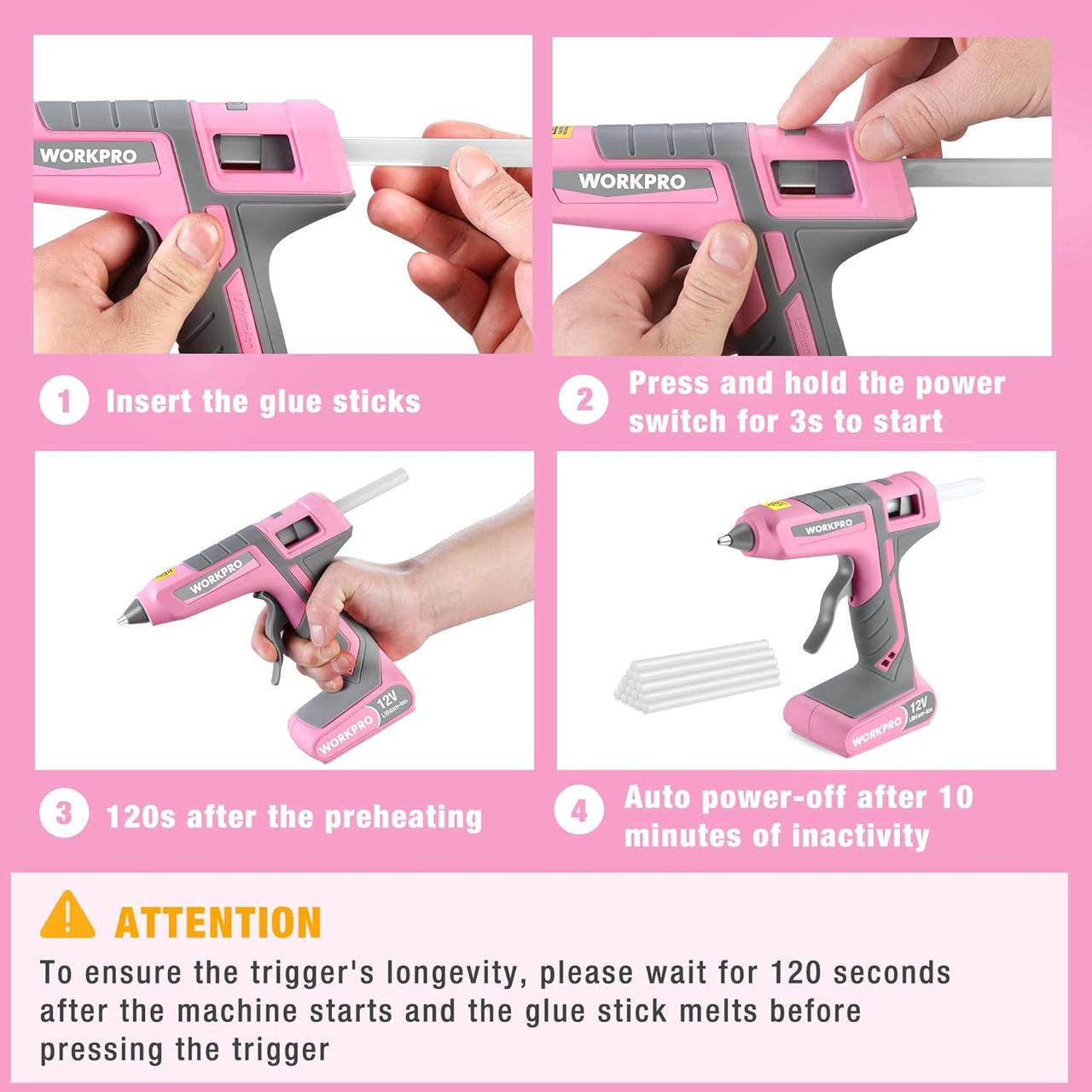 Пістолет клейовий WORKPRO 12 В з автоматичним вимкненням для рукоділля - фото 7 Пістолет клейовий WORKPRO 12 В з автоматичним вимкненням для рукоділля - фото 7