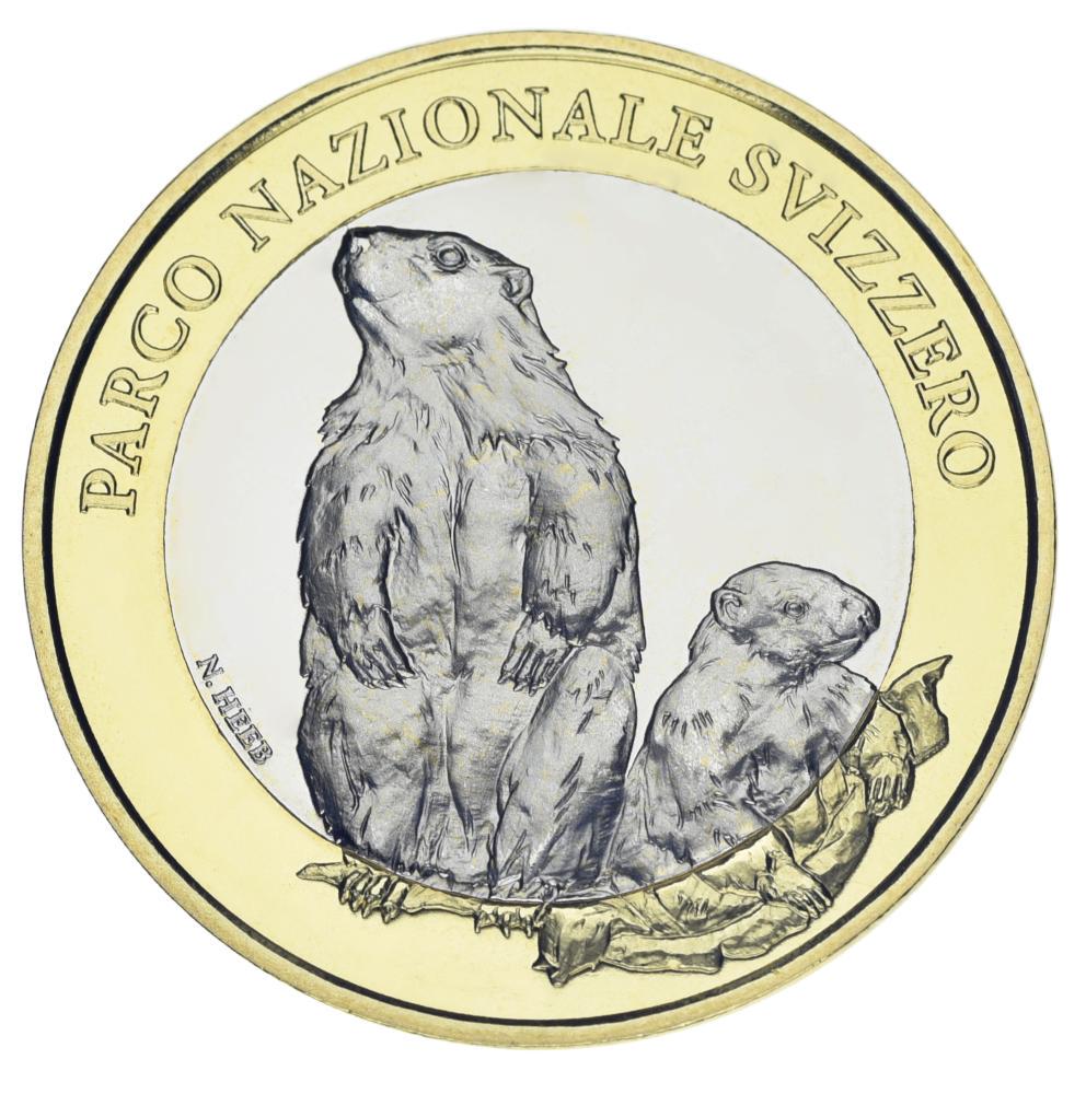 Коллекционная монета Швейцария 10 франков 2010 Биметалл UNC Фауна Швейцарии-Альпийский сглаз (М23656)