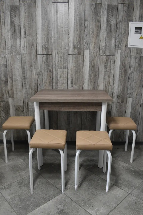 Кухонний комплект Оскар стіл розкладний/табурети 4 шт. Tutti Lux 60х80/80х120х75 см Трюфель/Бежевий (28375092)