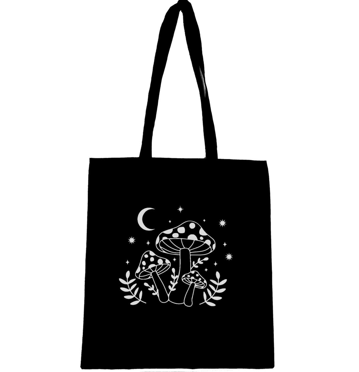 Эко-сумка с принтом Грибы и луна (204) Эко-сумка с принтом Грибы и луна (204)