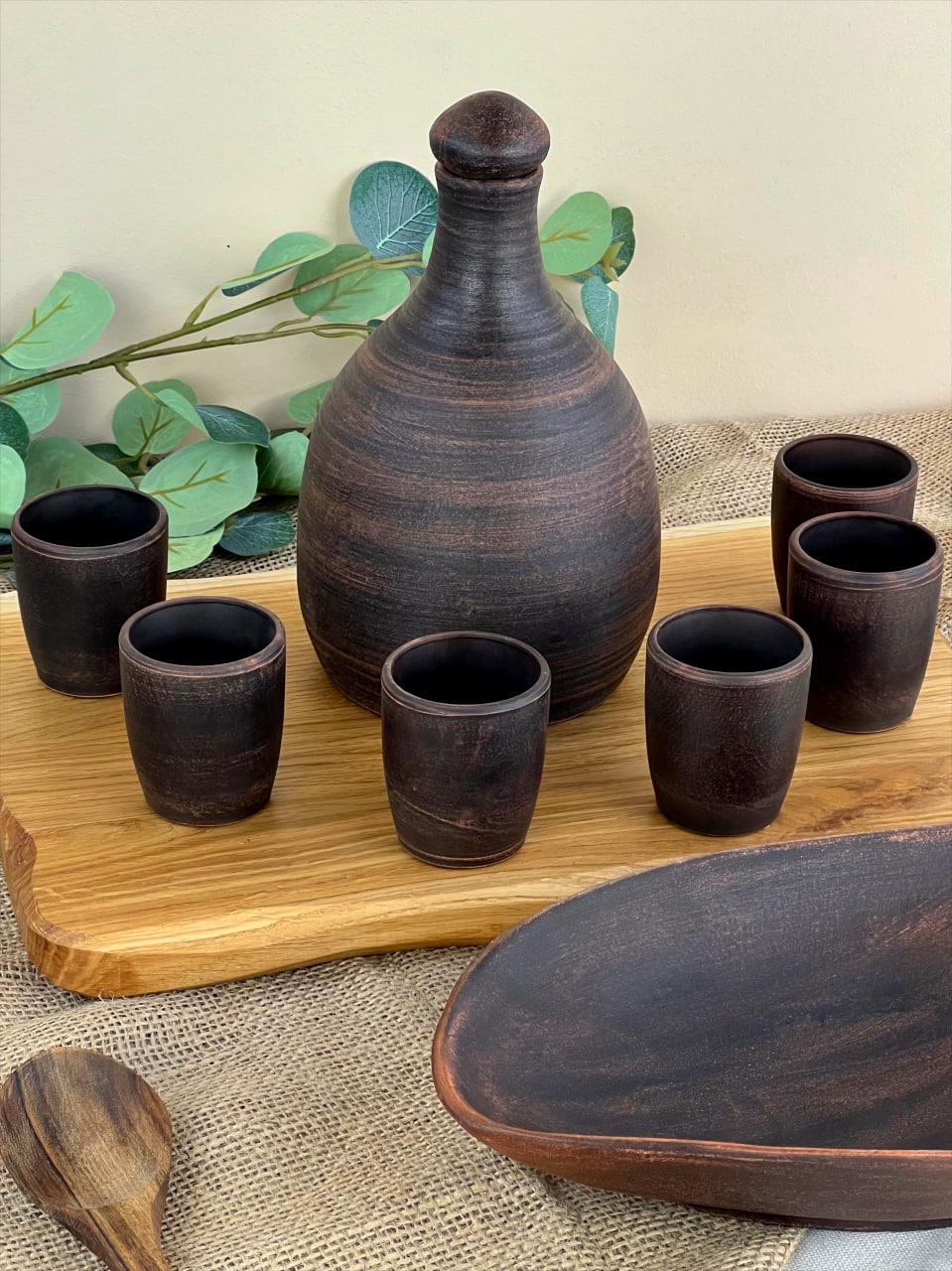 Набор подарочный керамической глиняной посуды гладкий (3105-1)