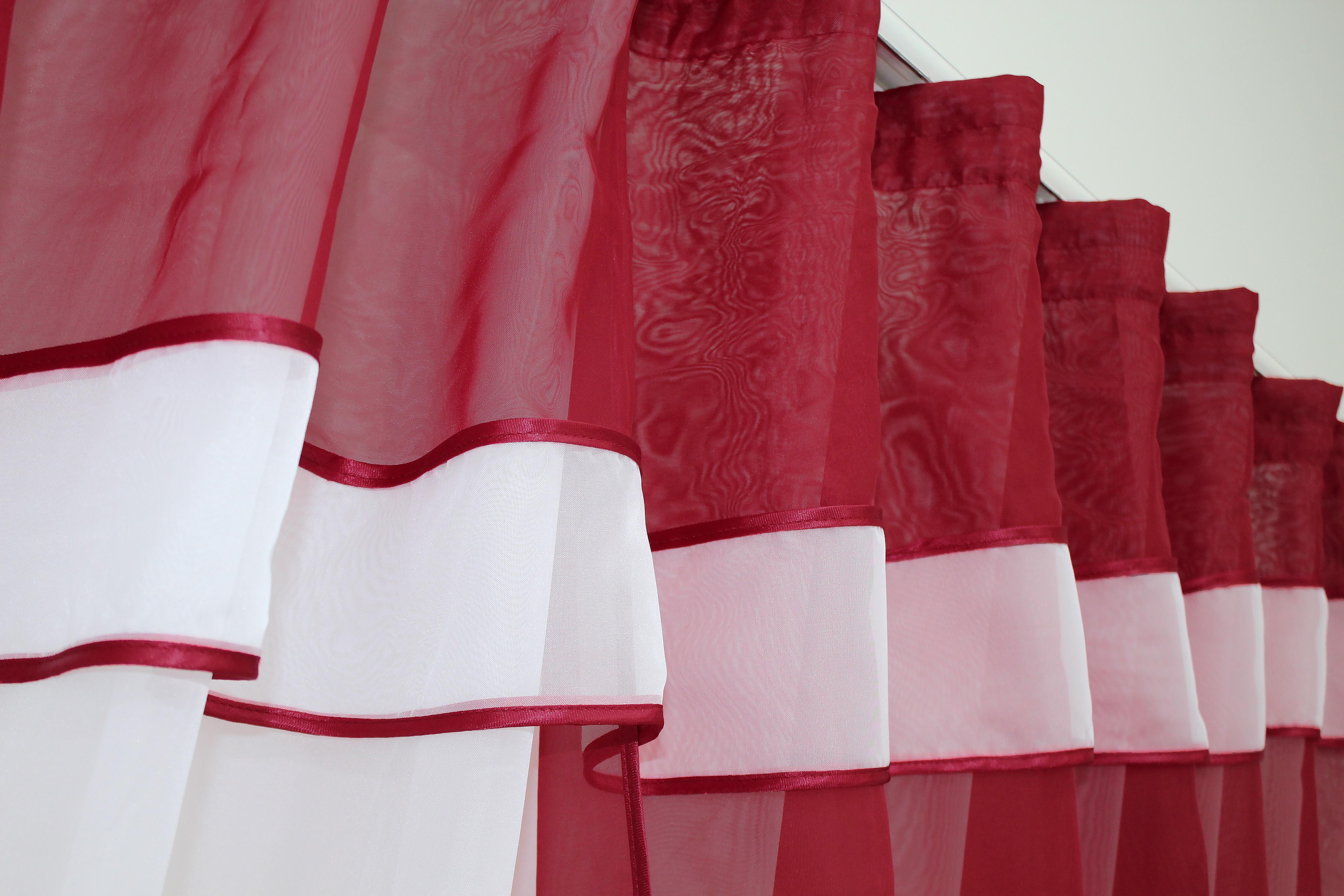 Фіранка кухонна VR-Textil № 018к з ламбрекеном 270х170 см Білий/Червоний (50-215) - фото 5 Фіранка кухонна VR-Textil № 018к з ламбрекеном 270х170 см Білий/Червоний (50-215) - фото 5