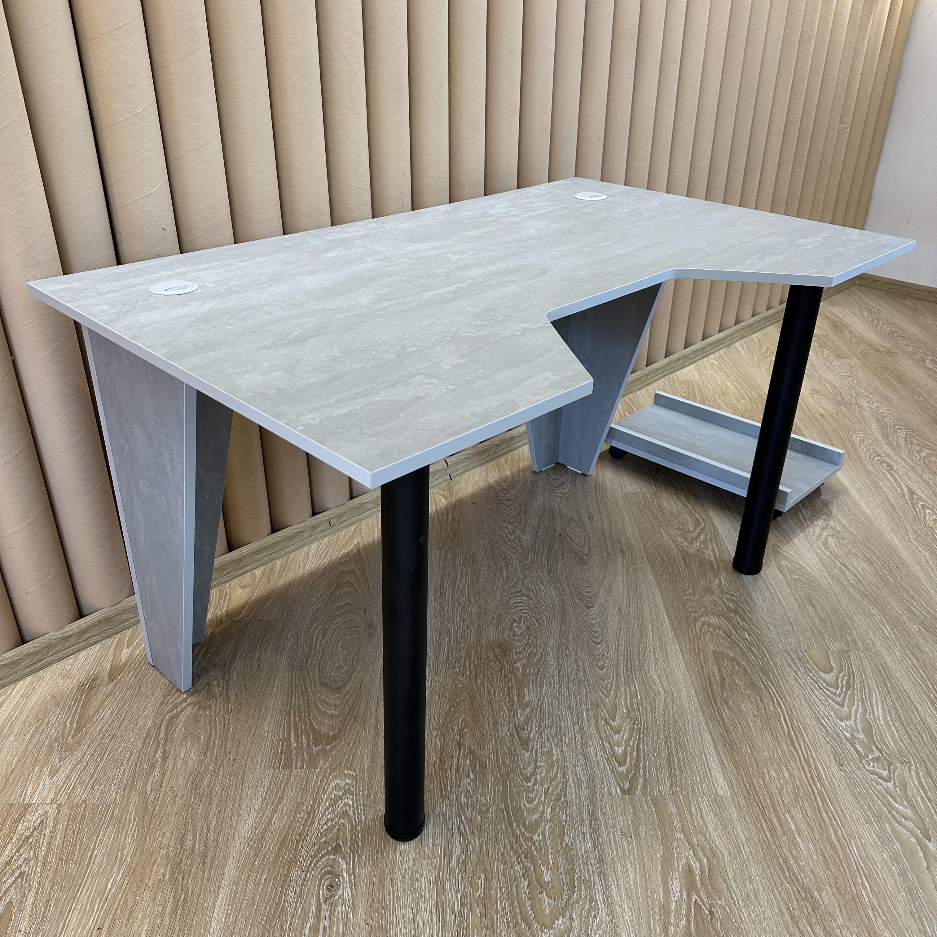 Стол компьютерный геймерский Drom Square Stone с подставкой для ПК Светло-серый - фото 5