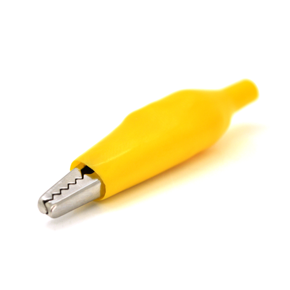 Зажим тестерный крокодил эластичный резиновый кожух 27 мм Желтый (YUT_V7041)