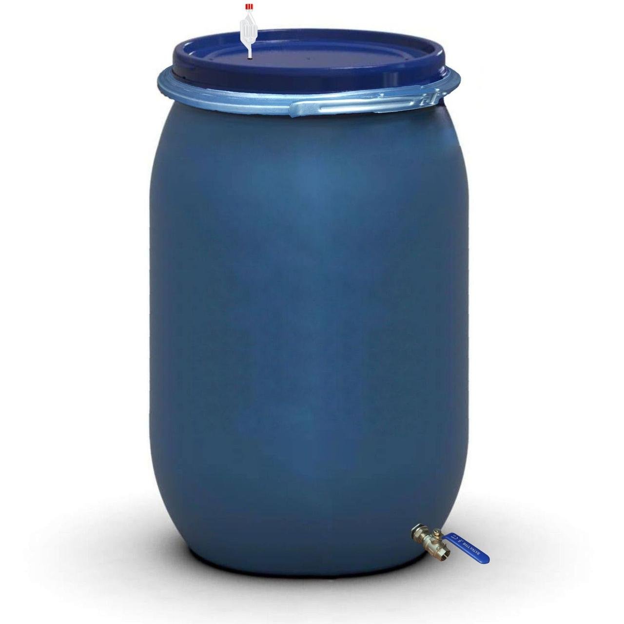 Бочка для брожения Litolan с гидрозатвором S металлическим хомутом и краном 1/2" из нержавеющей стали AISI 304 210 л (2762112М)